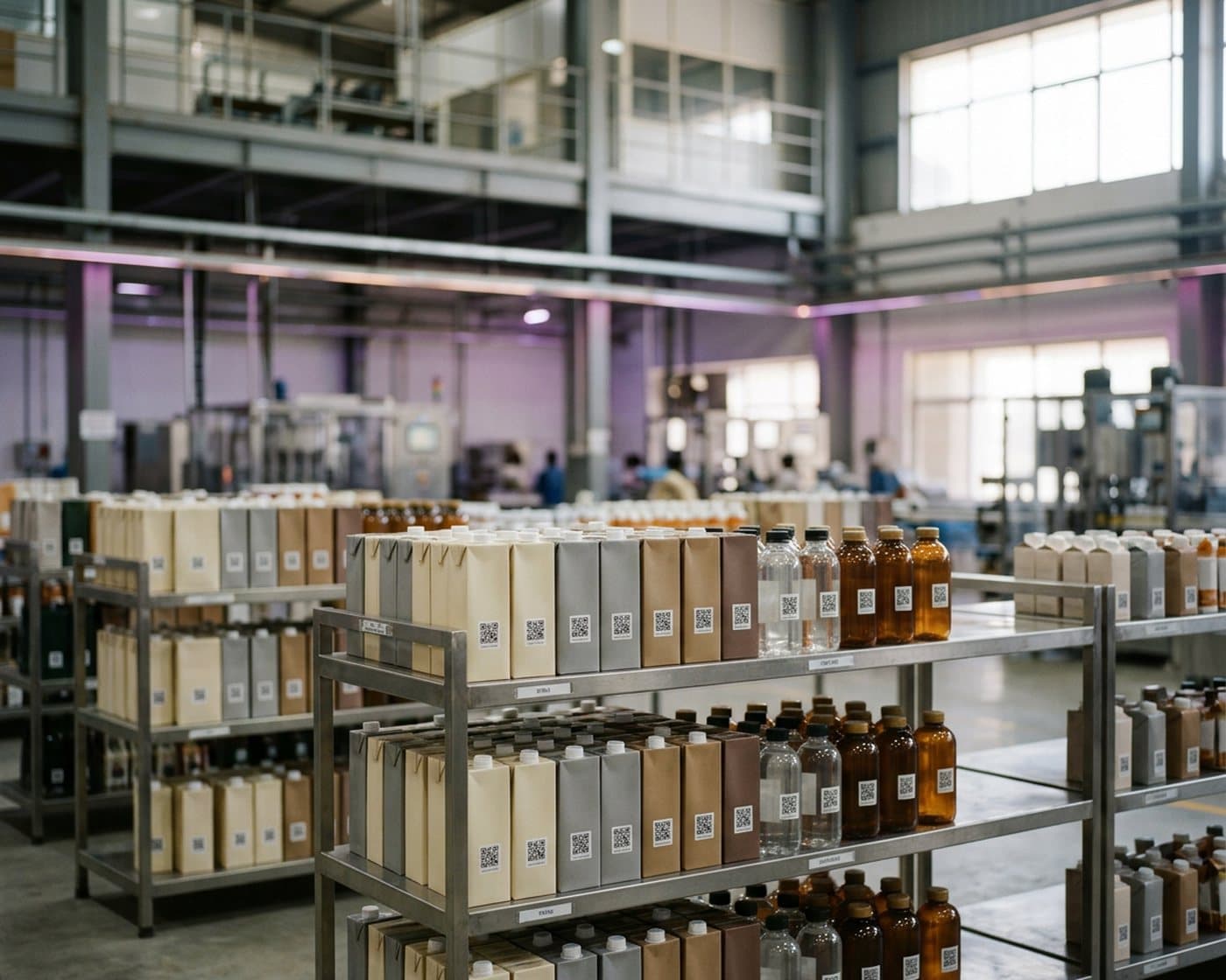 Finished products on a manufacturing floor